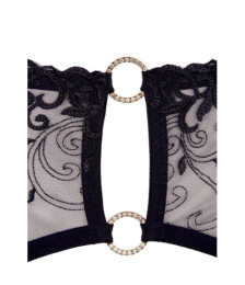 Soutien-gorge dentelle, porte-jarretelles et string ouvert noir - R2213052